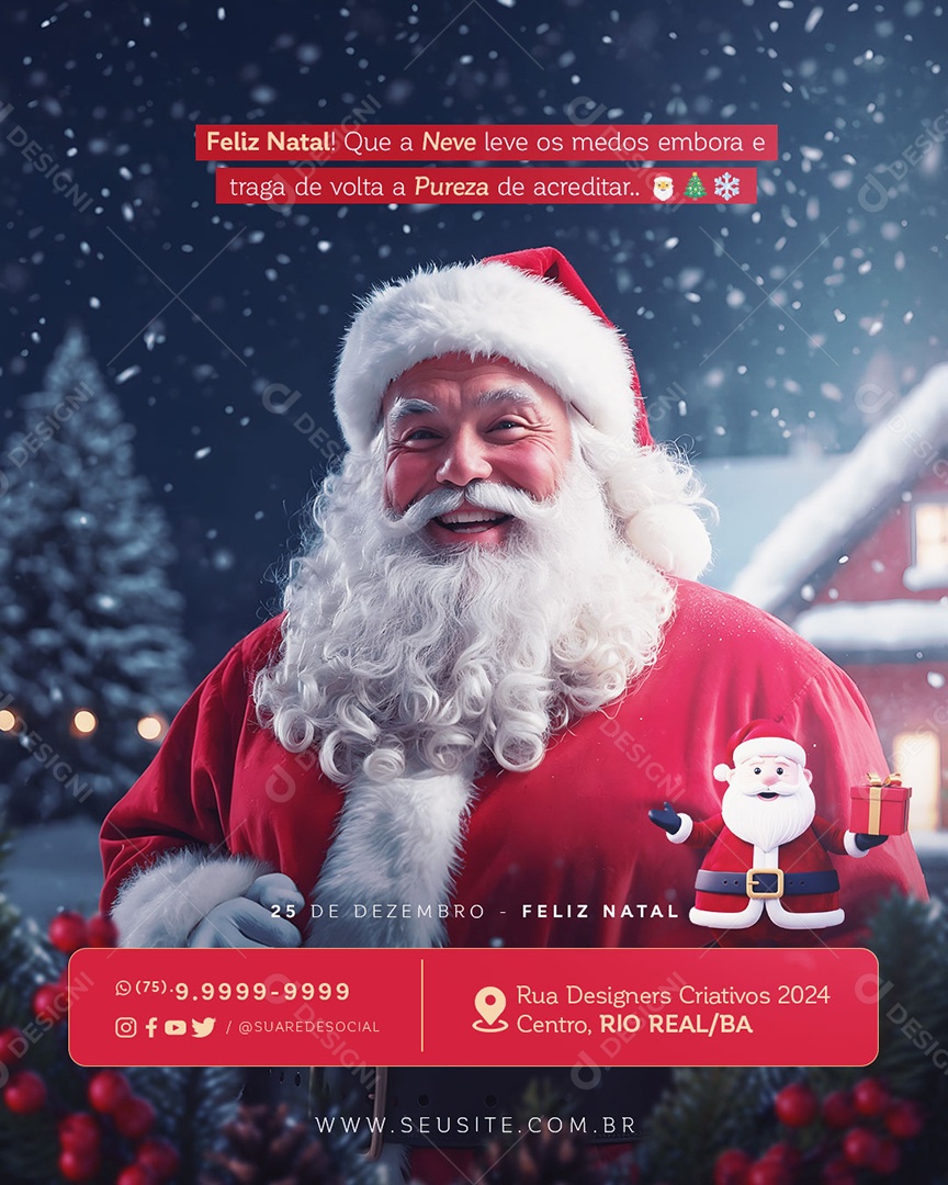 Feliz Natal 25 de Dezembro Social Media PSD Editável