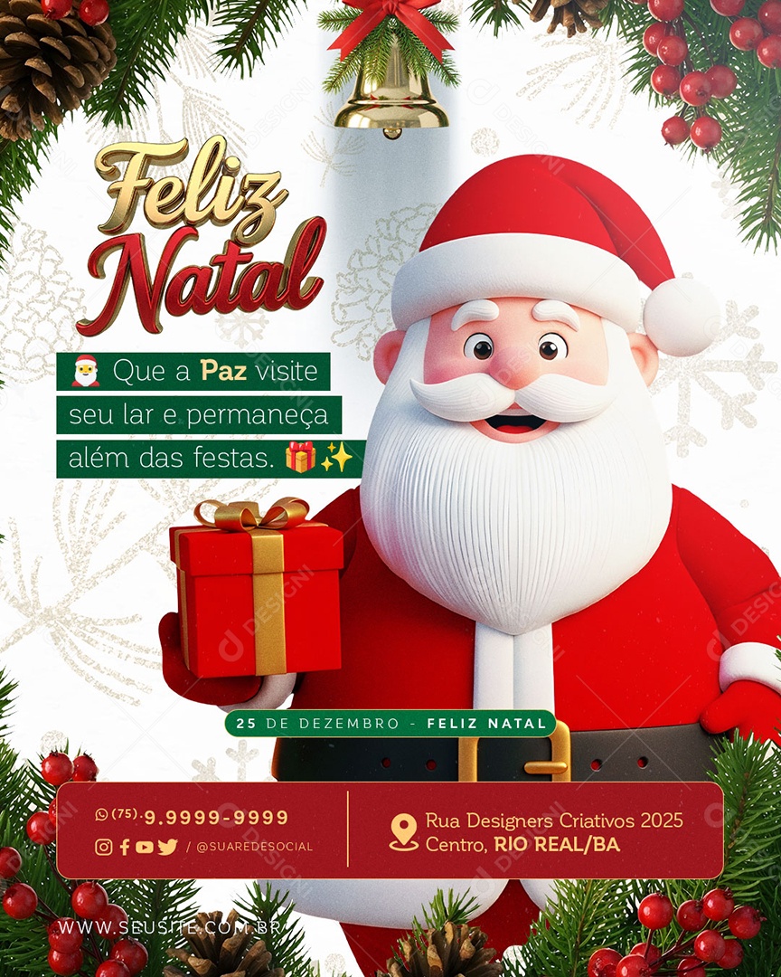 Feliz Natal 25 de Dezembro Social Media PSD Editável