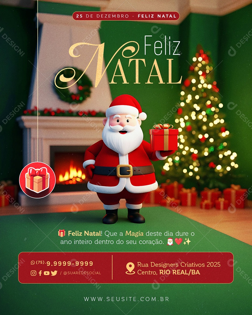 Feliz Natal 25 de Dezembro Social Media PSD Editável