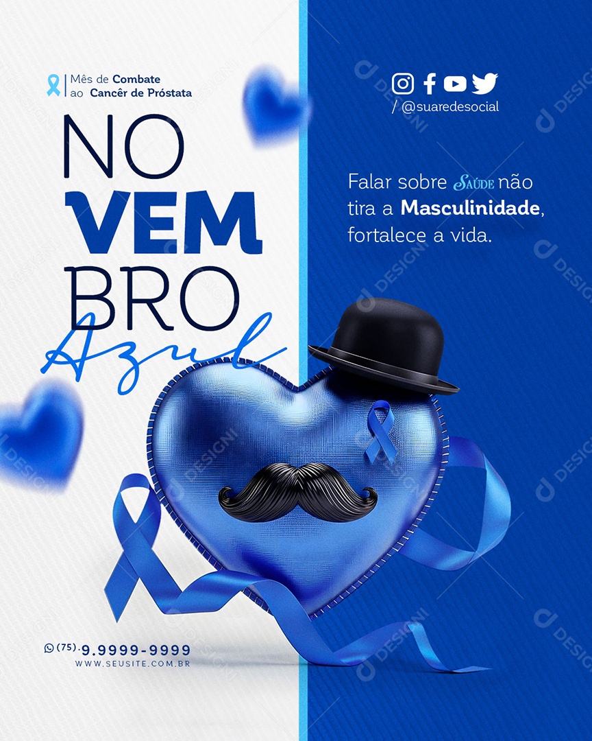 Novembro Azul Mês de Combate ao Câncer de Próstata Social Media PSD Editável