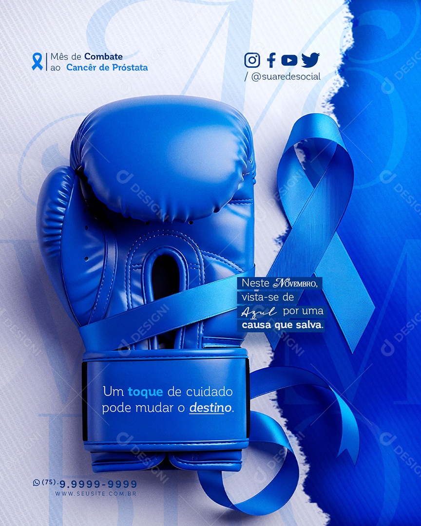 Novembro Azul Mês de Combate ao Câncer de Próstata Social Media PSD Editável