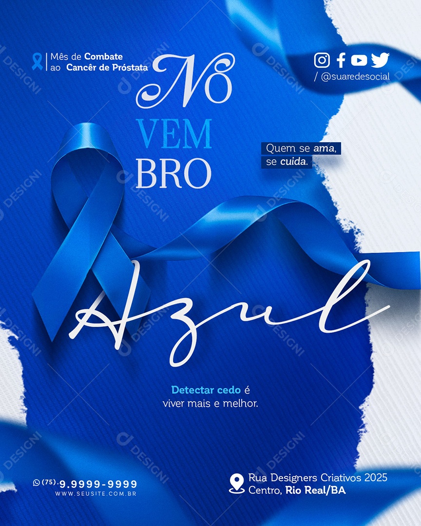 Novembro Azul Mês de Combate ao Câncer de Próstata Social Media PSD Editável