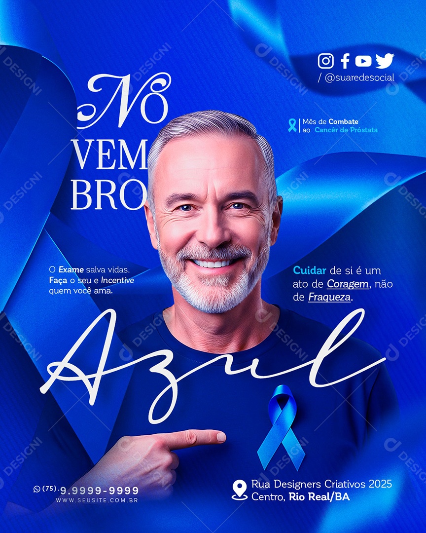 Novembro Azul Exame Salva Vidas Social Media PSD Editável