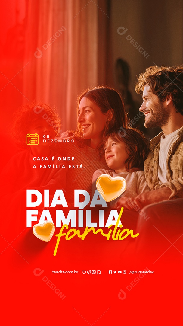 Story Dia da Família 08 de Dezembro Casa é Onde a Família Está Social Media PSD Editável