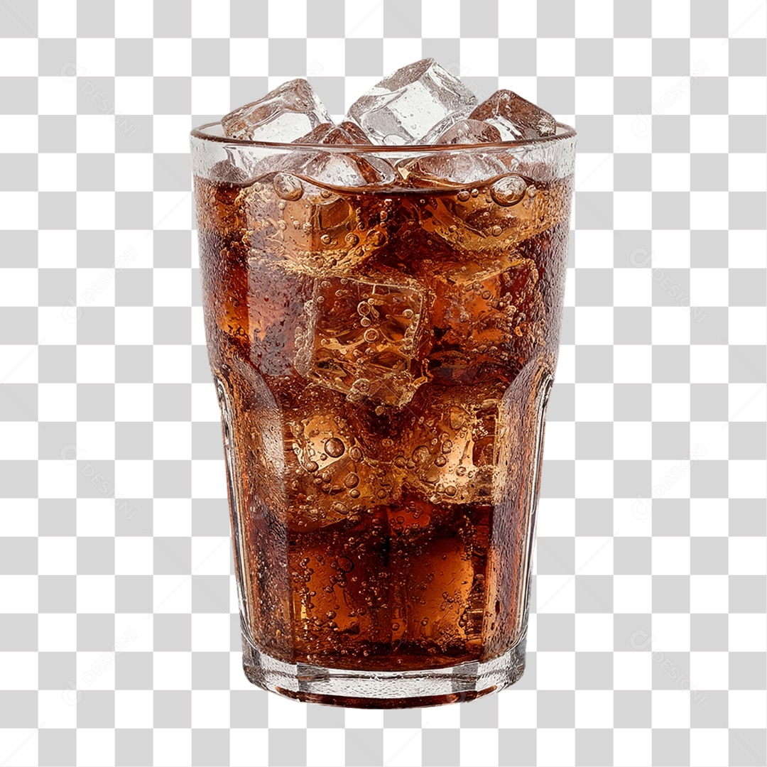 Copo de Refrigerante com Gelo PNG Transparente