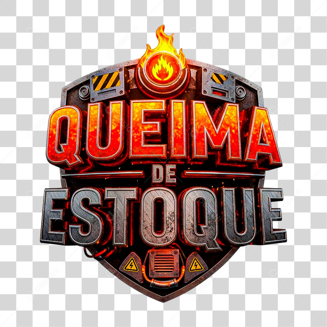 Selo 3D Queima Estoque PNG Transparente
