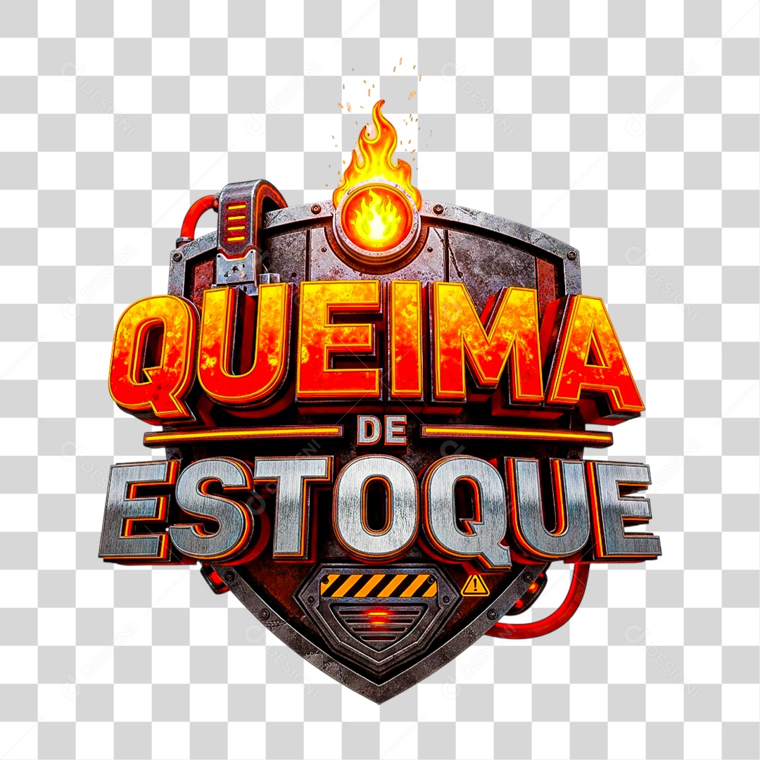 Selo 3D Queima Estoque PNG Transparente