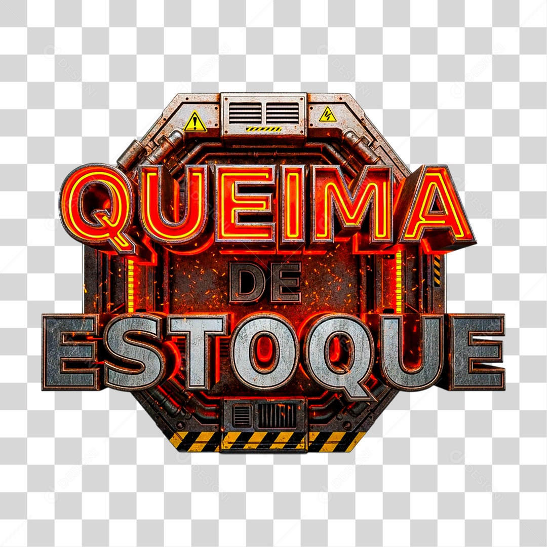 Selo 3D Queima Estoque PNG Transparente