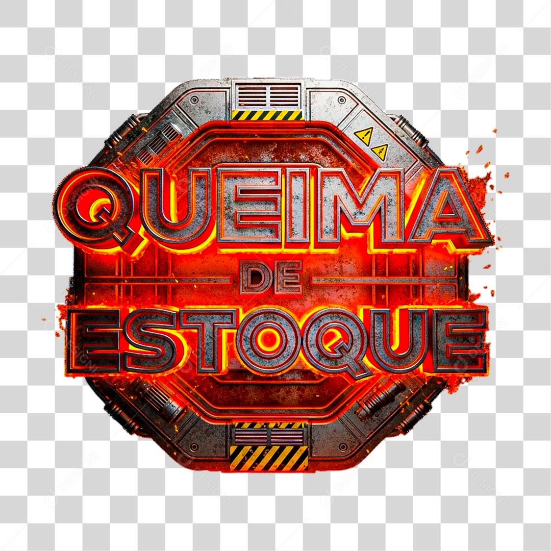 Selo 3D Queima Estoque PNG Transparente