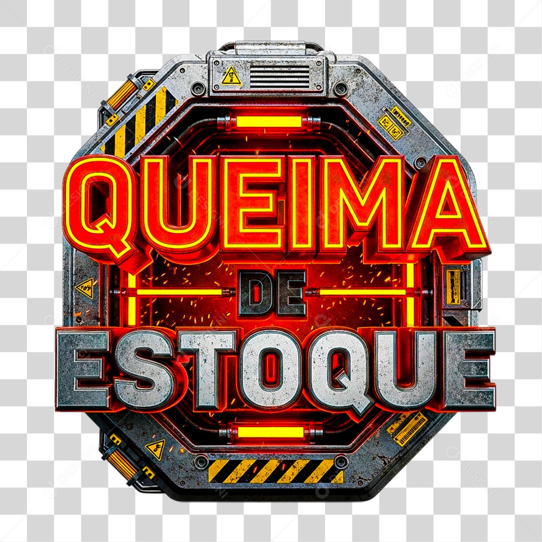 Selo 3D Queima Estoque PNG Transparente