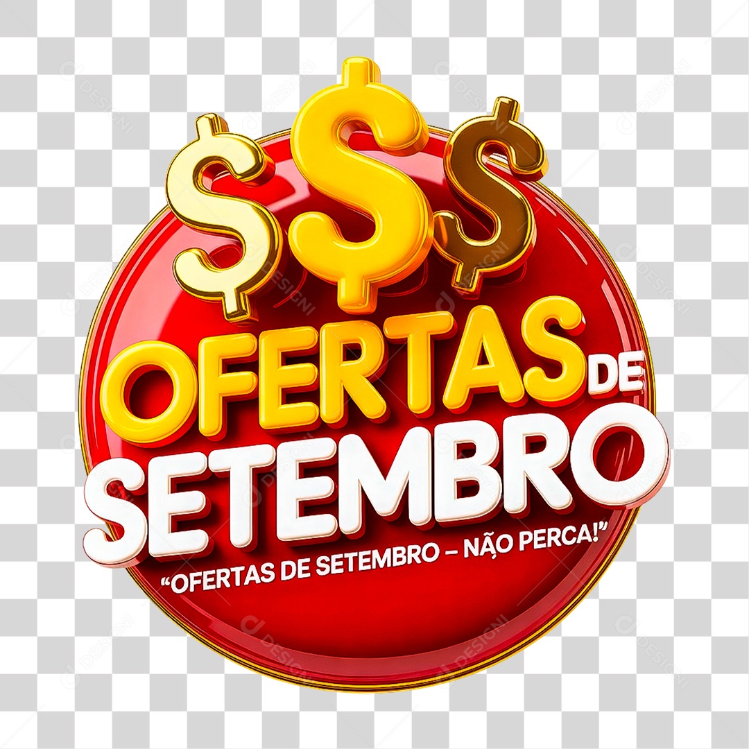 Selo 3D Ofertas de Setembro PNG Transparente