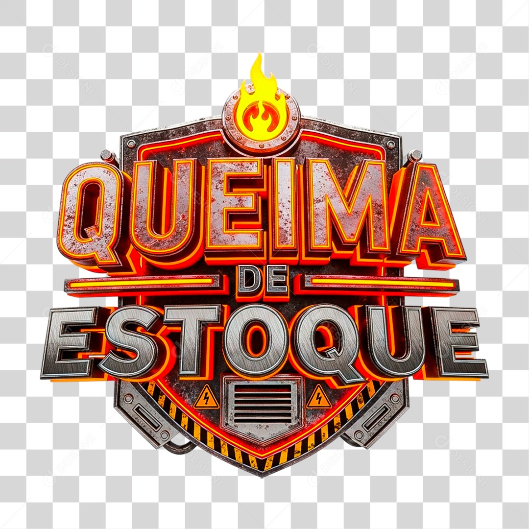 Selo 3D Queima de Estoque PNG Transparente