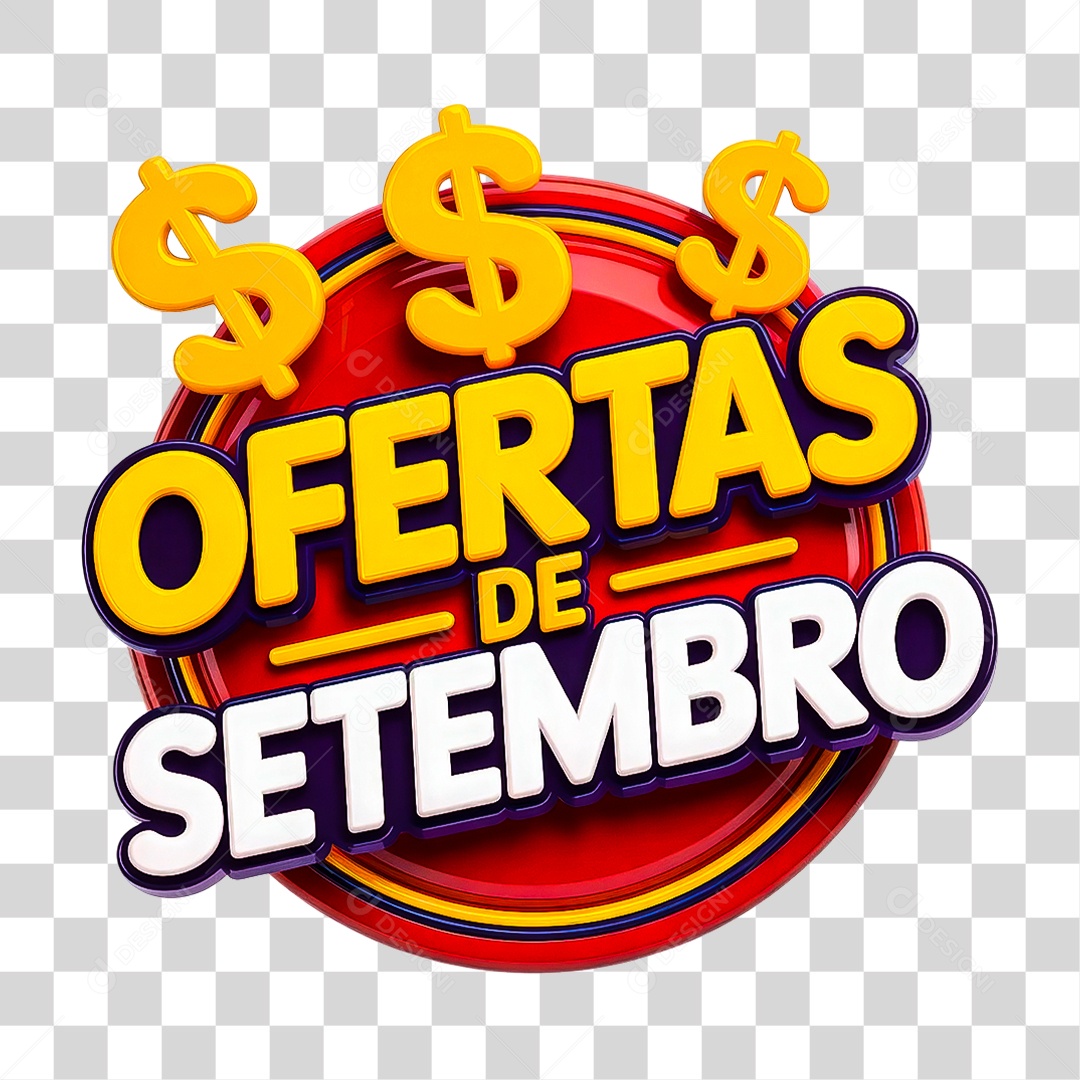 Selo 3D Ofertas de Setembro PNG Transparente