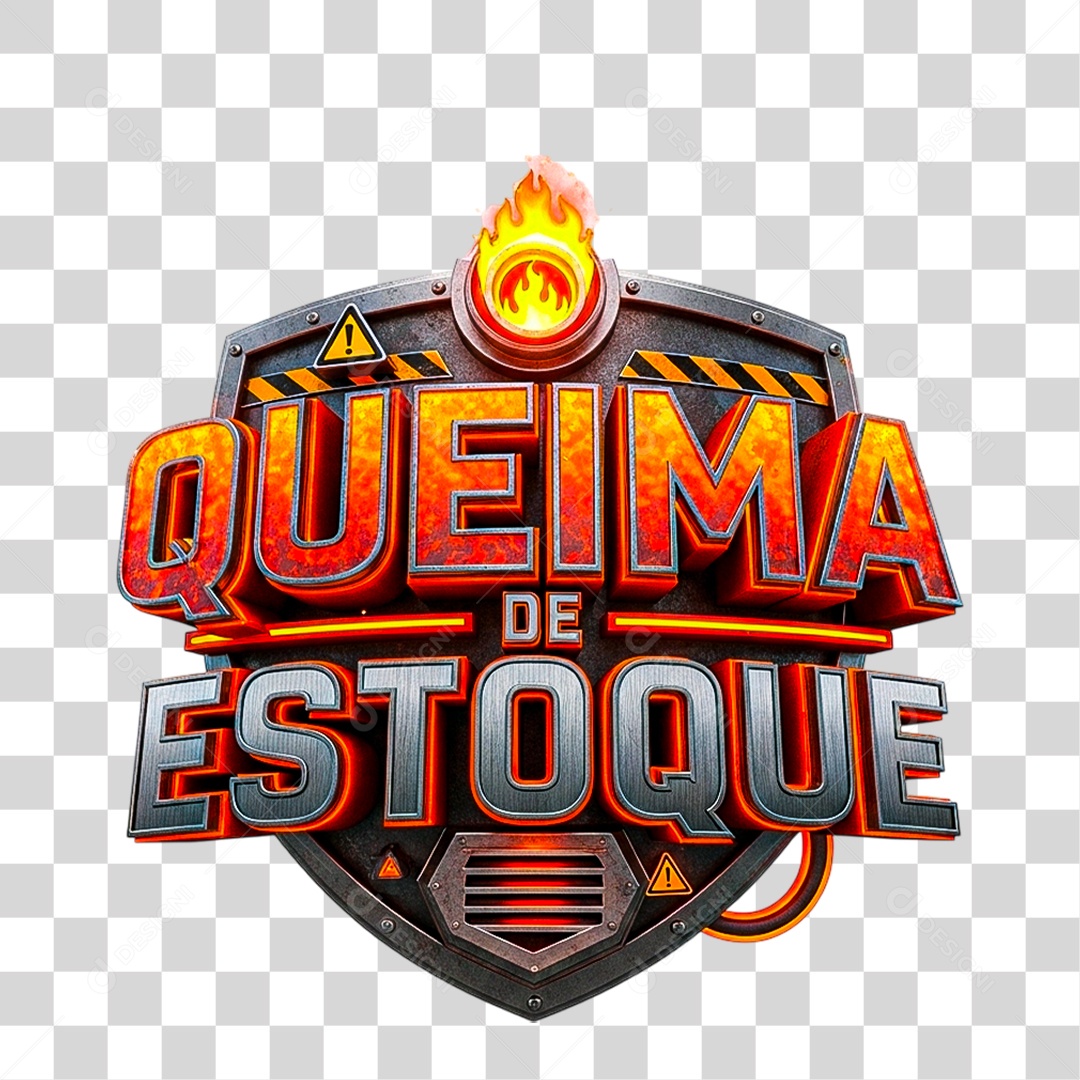 Selo 3D Queima de Estoque PNG Transparente