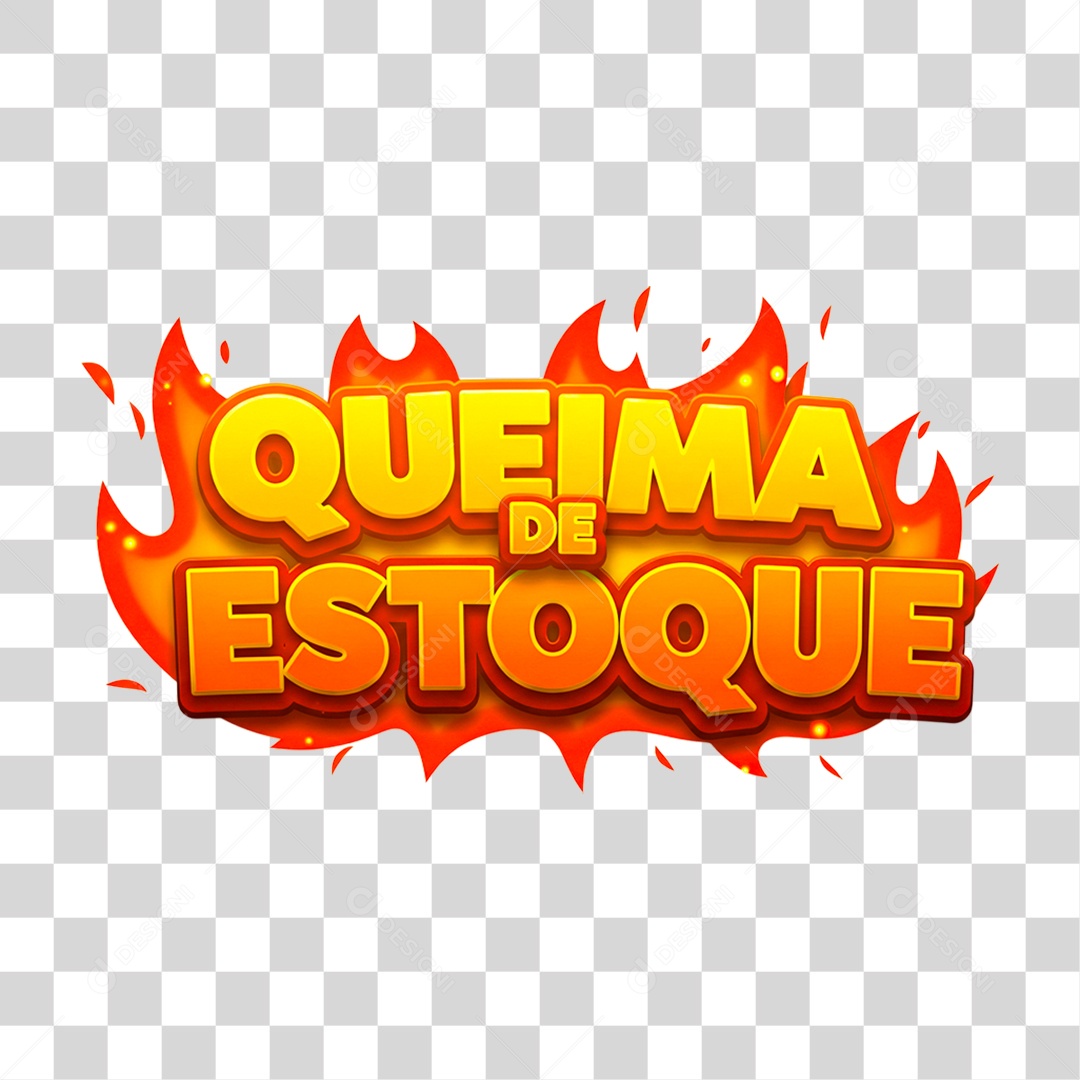 Selo 3D Queima de Estoque PNG Transparente