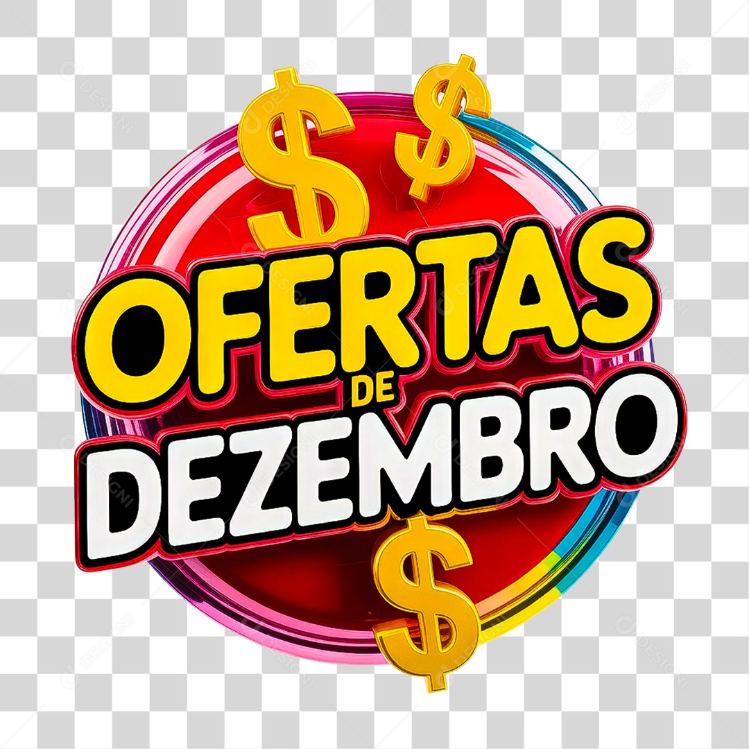 Selo 3D Ofertas de Dezembro PNG Transparente