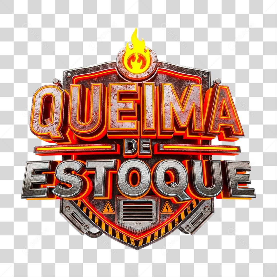 Selo 3D Queima de Estoque PNG Transparente