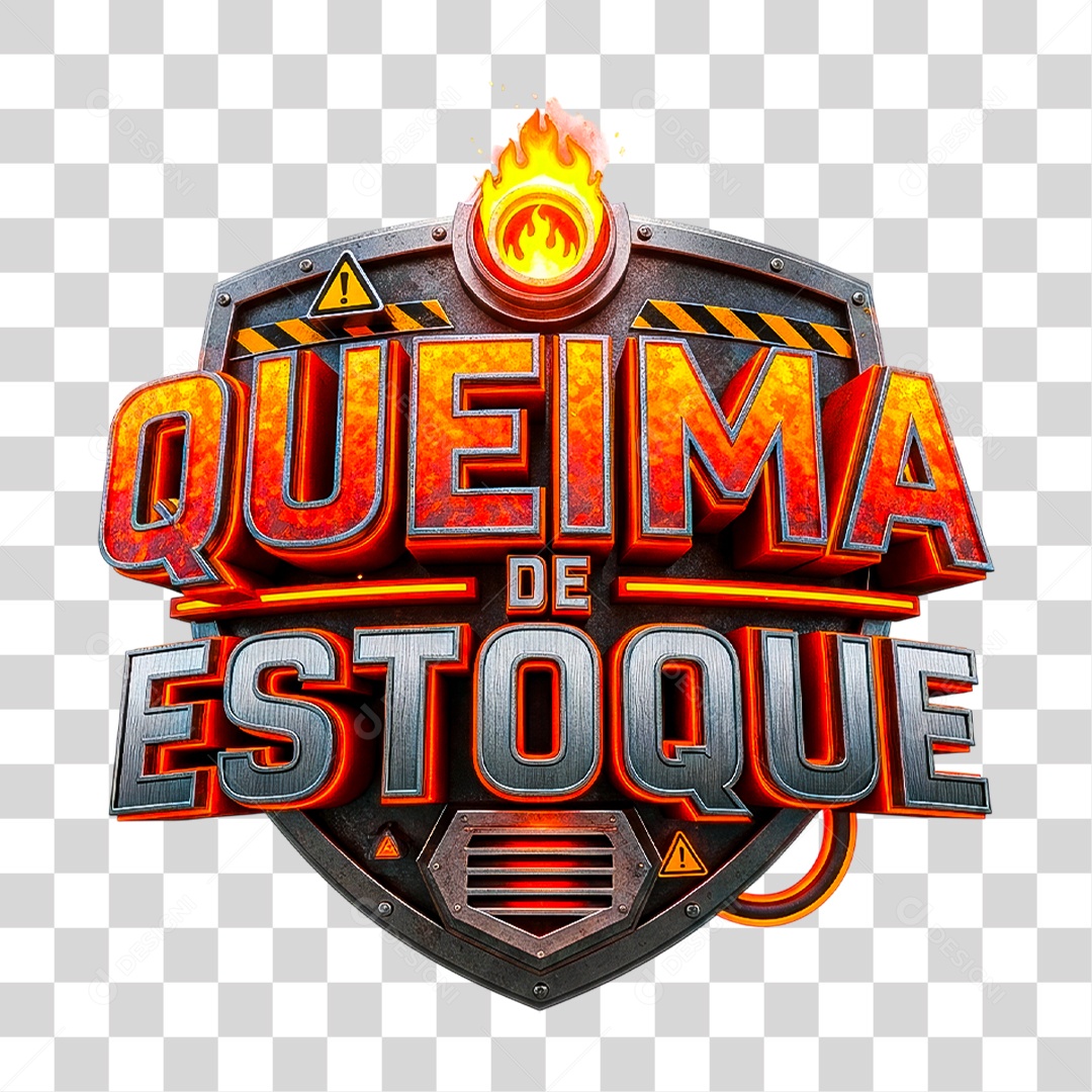 Selo 3D Queima de Estoque PNG Transparente