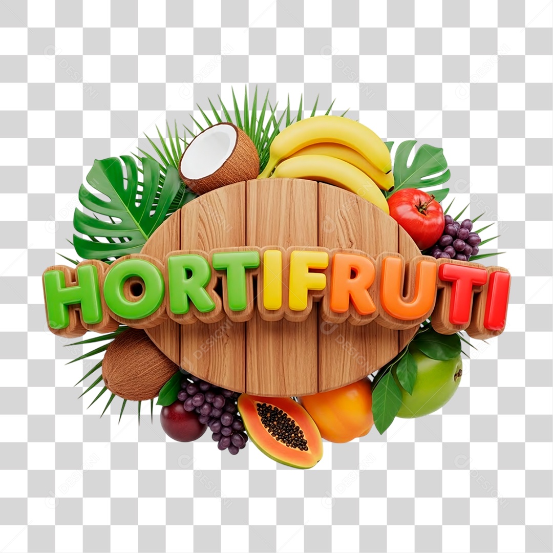 Selo 3D Hortifrúti PNG Transparente