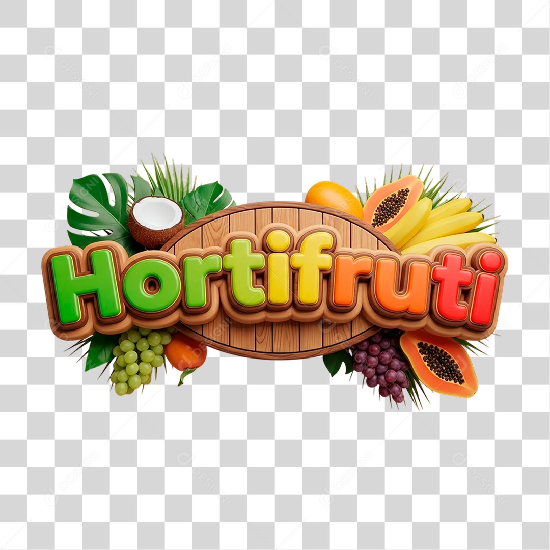 Selo 3D Hortifrúti PNG Transparente