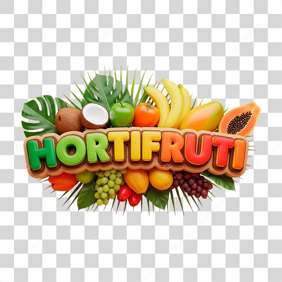 Selo 3D Hortifrúti PNG Transparente