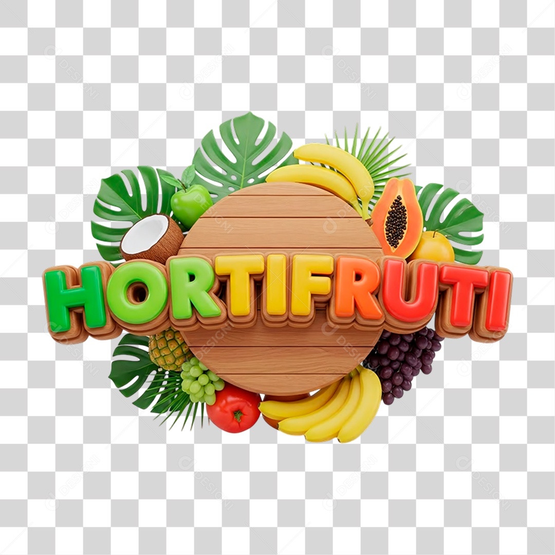 Selo 3D Hortifrúti PNG Transparente