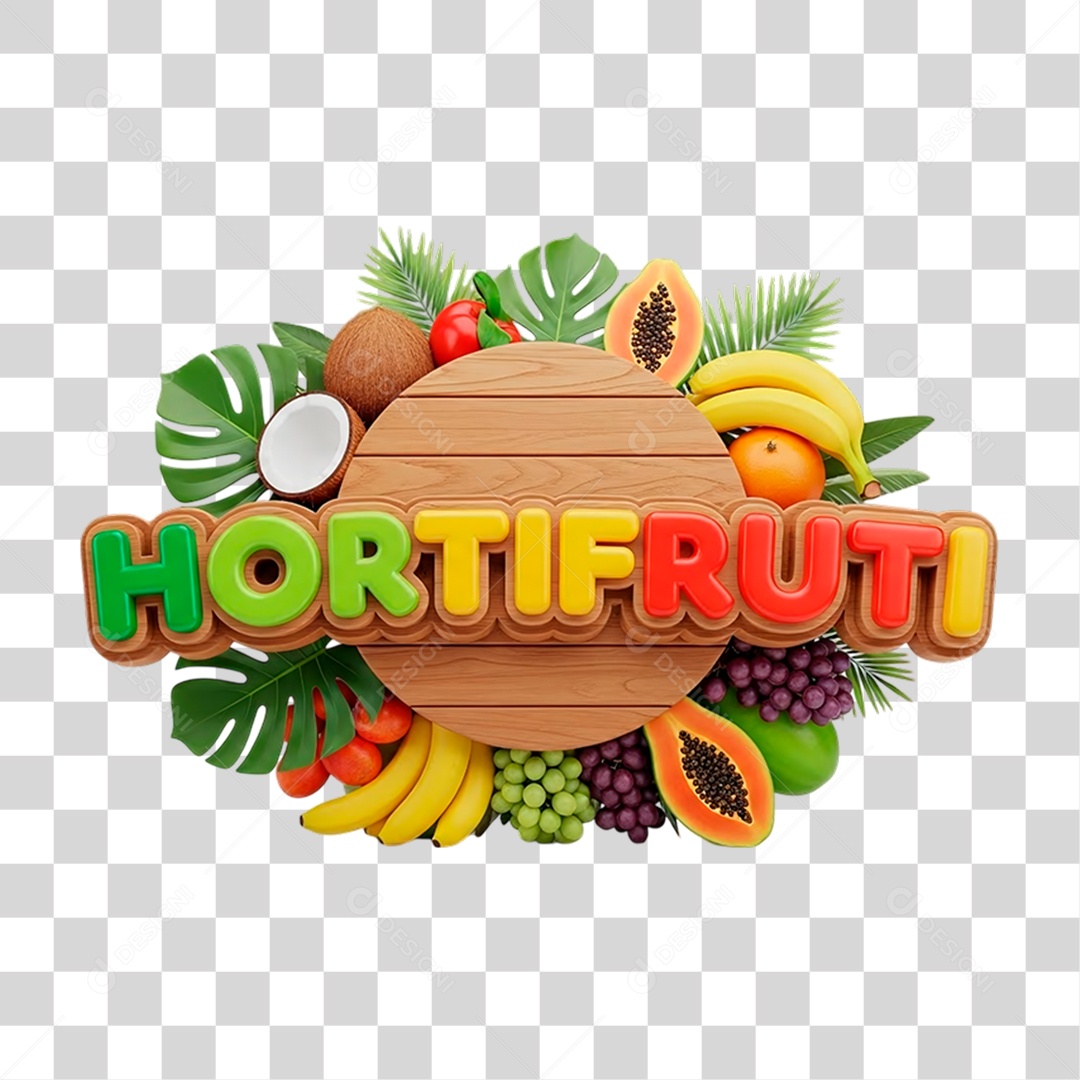 Selo 3D Hortifrúti PNG Transparente