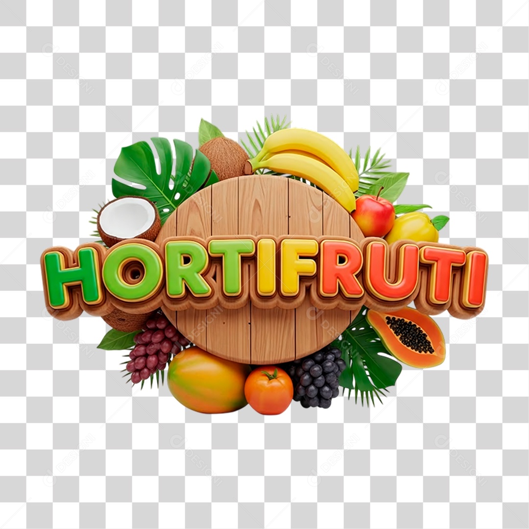Selo 3D Hortifrúti PNG Transparente