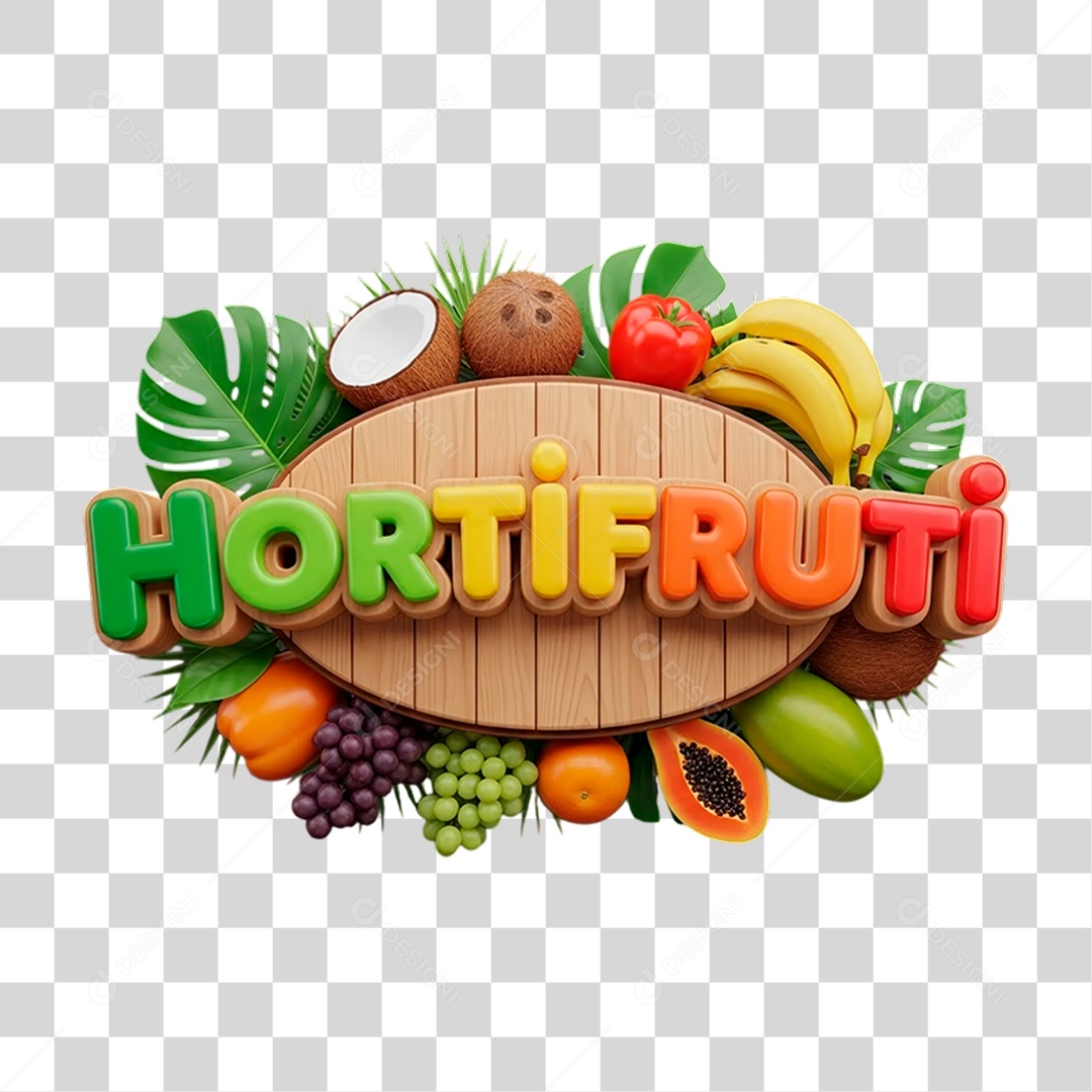 Selo 3D Hortifrúti PNG Transparente