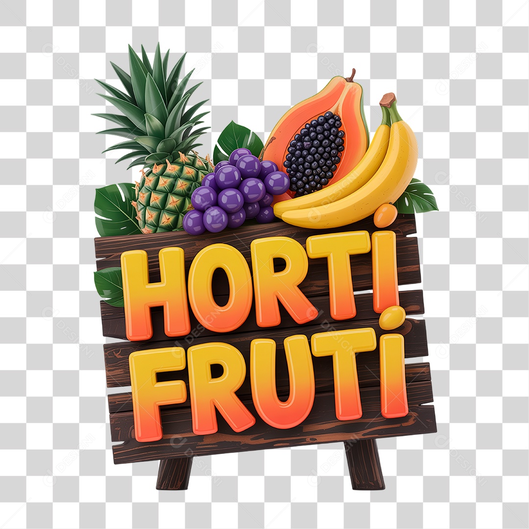 Selo 3D Hortifrúti PNG Transparente