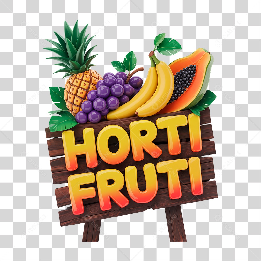 Selo 3D Hortifrúti PNG Transparente