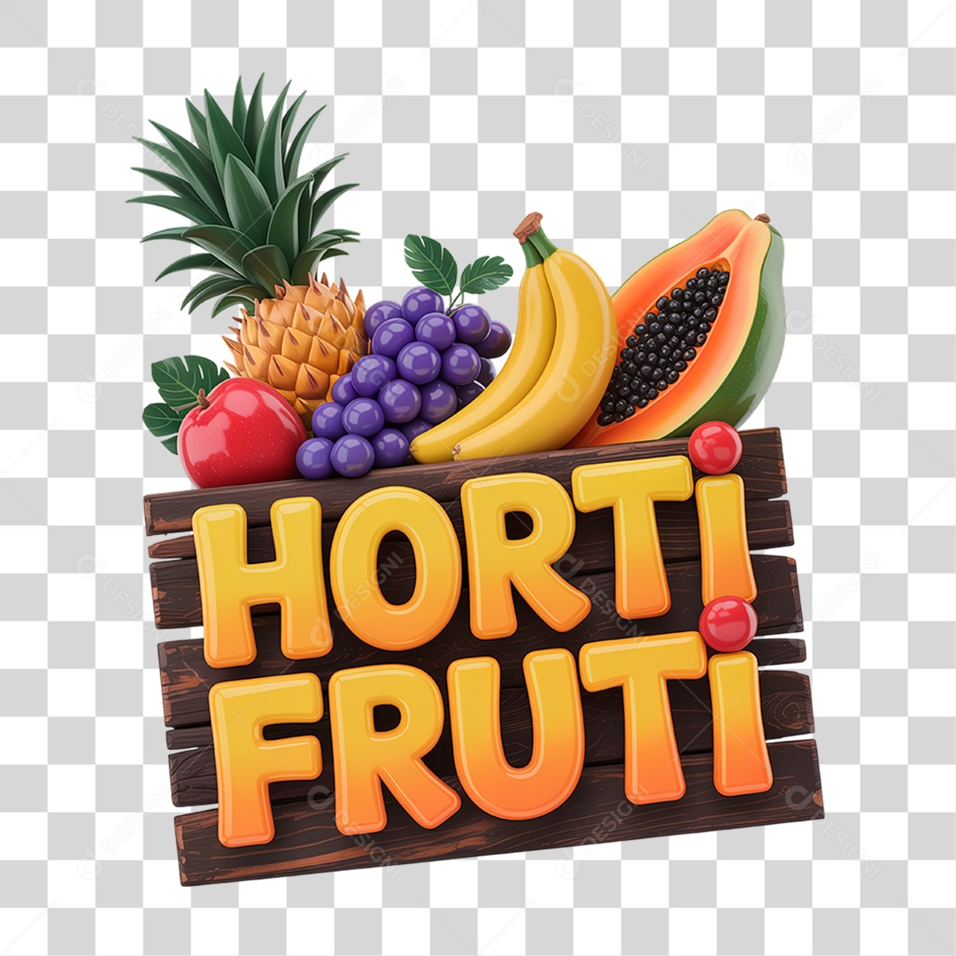 Selo 3D Hortifrúti PNG Transparente
