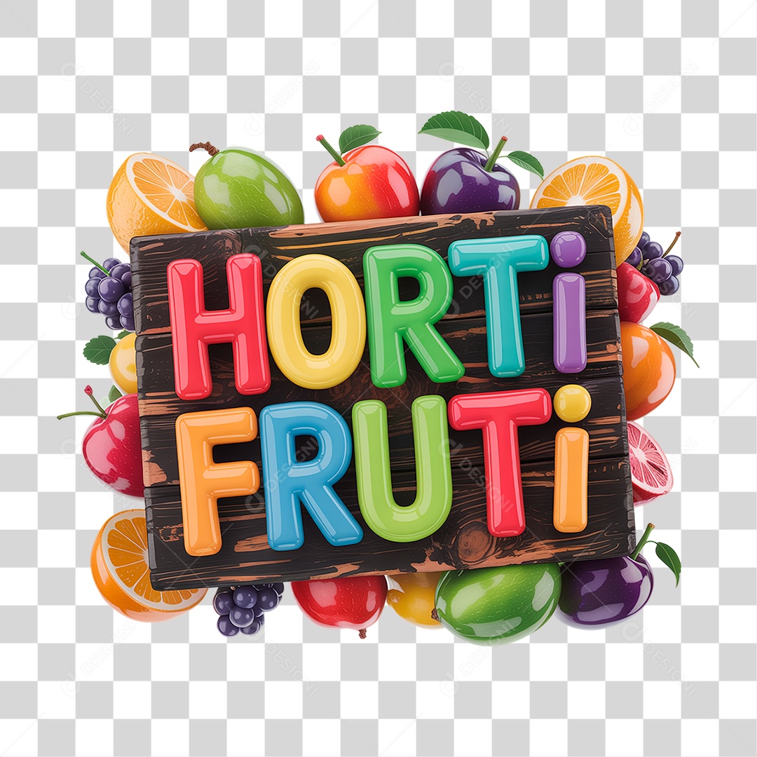 Selo 3D Hortifrúti PNG Transparente