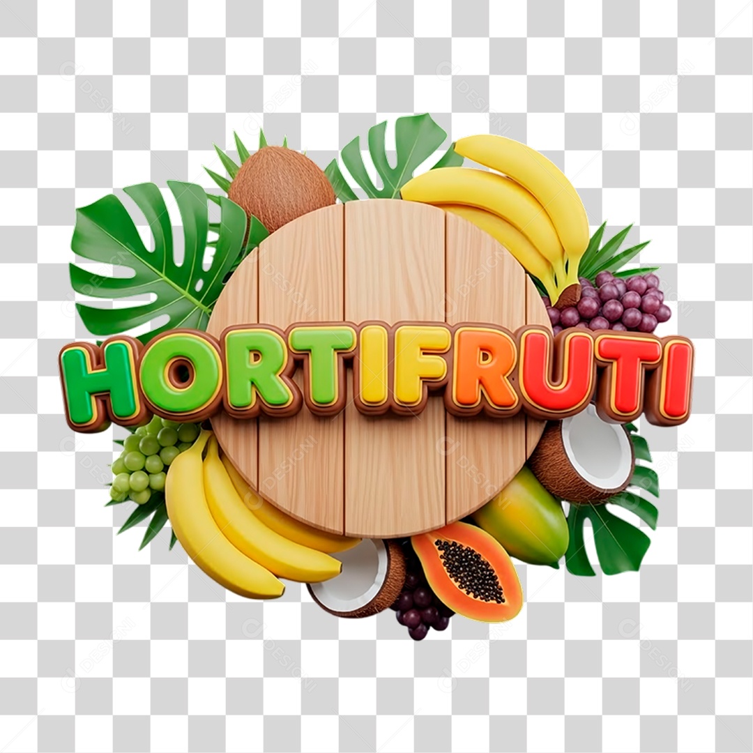Selo 3D Hortifrúti PNG Transparente