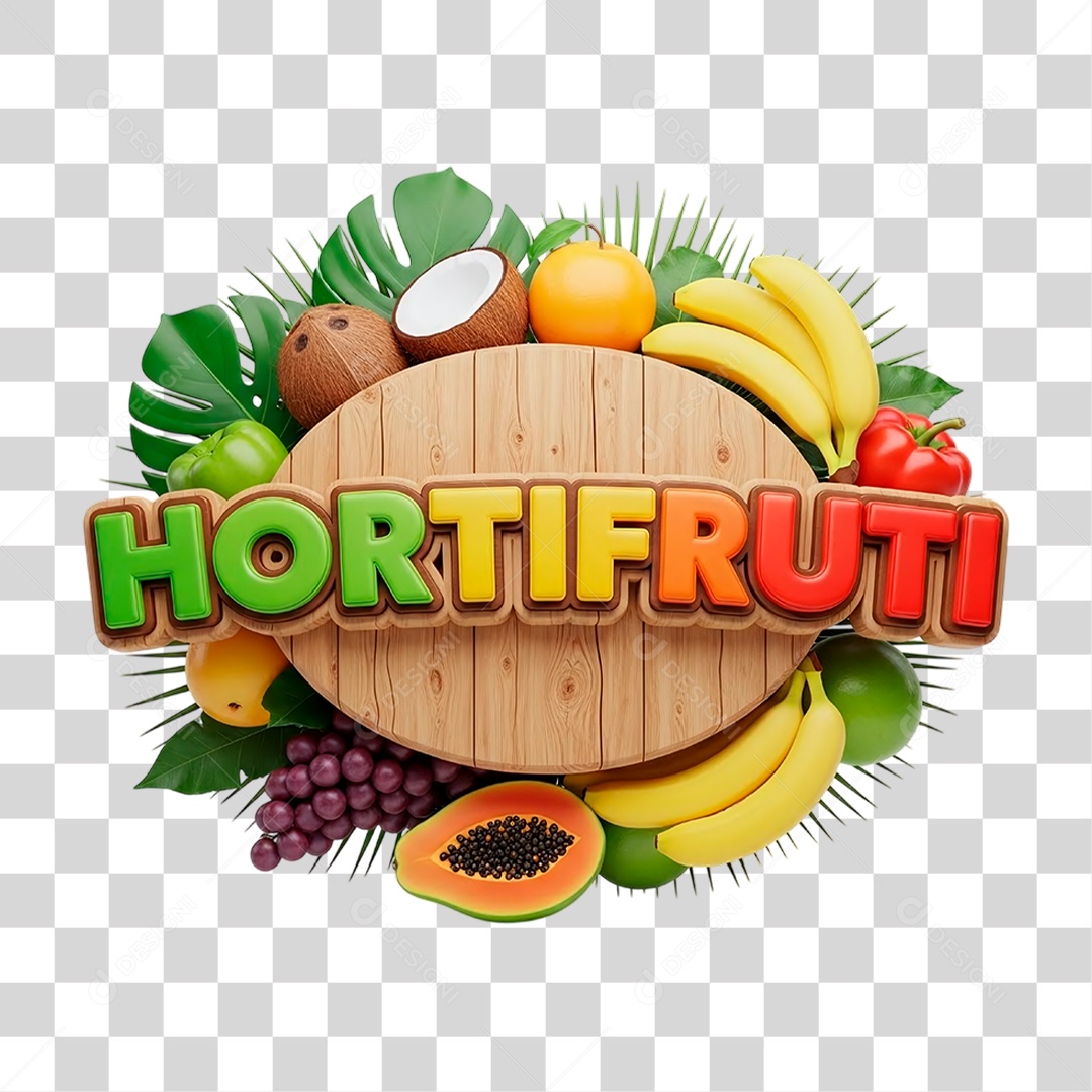 Selo 3D Hortifrúti PNG Transparente