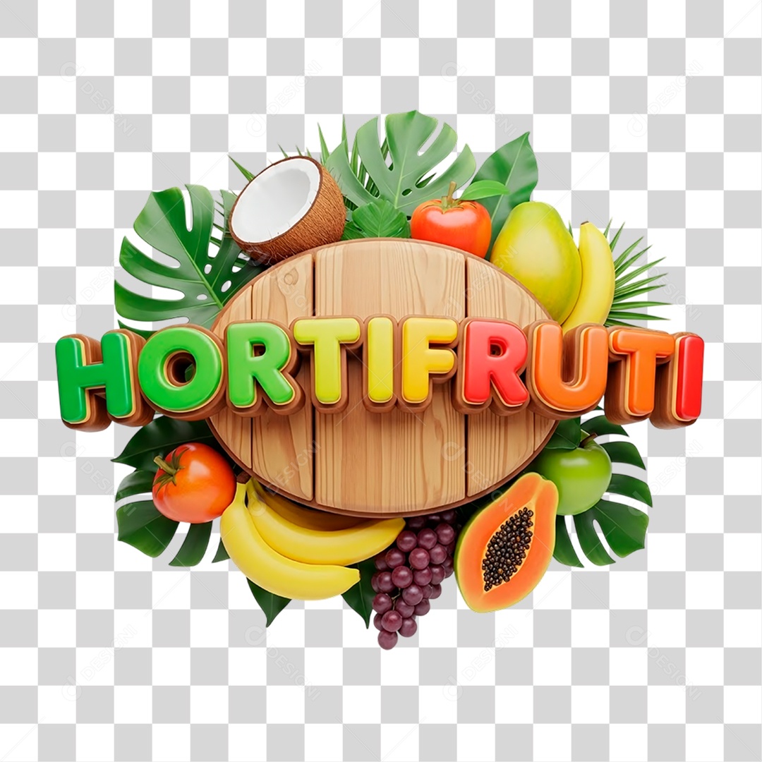 Selo 3D Hortifrúti PNG Transparente