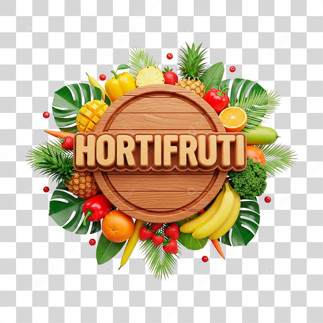 Selo 3D Hortifrúti PNG Transparente