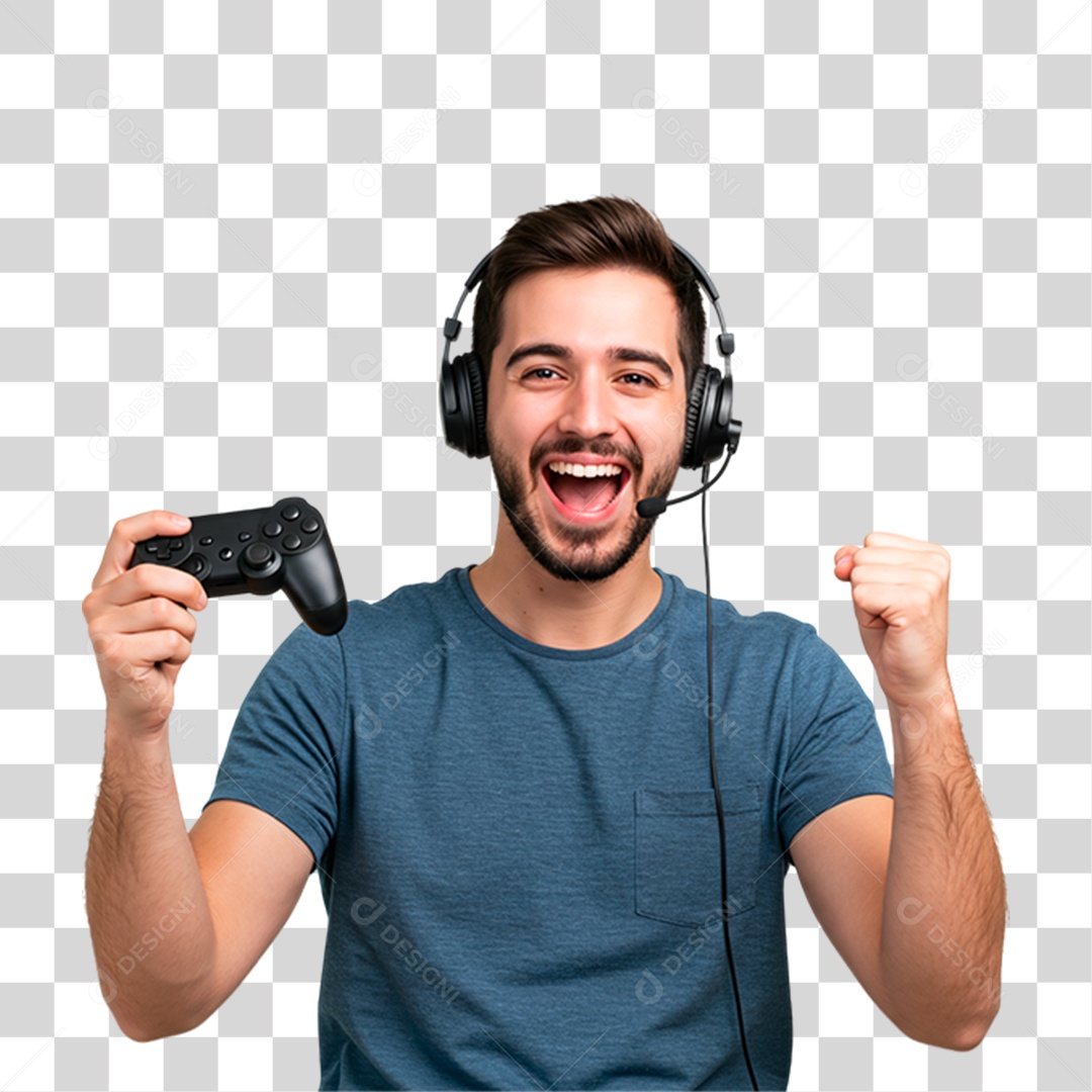 Homem Jogando Videogame PNG Transparente