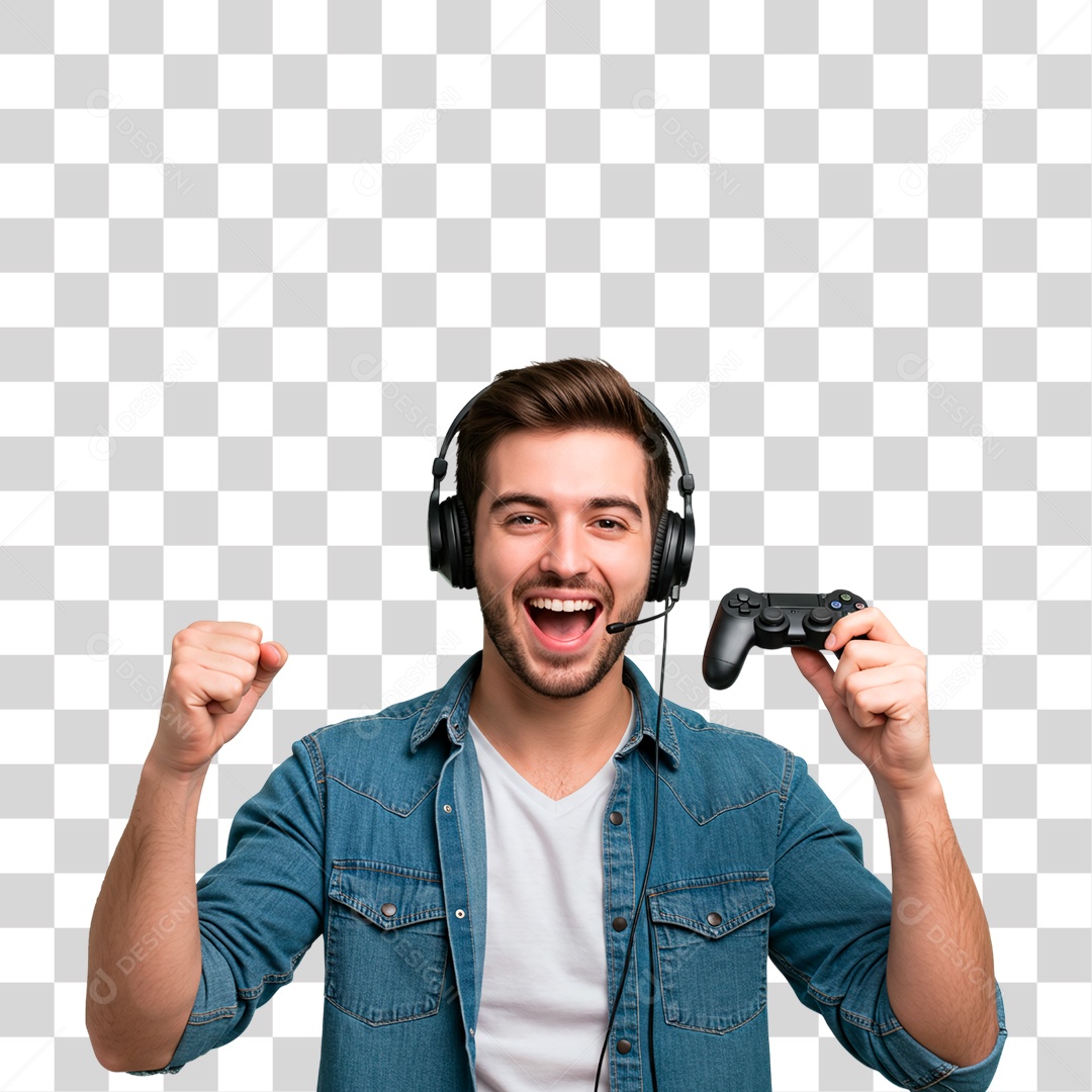 Homem Jogando Videogame PNG Transparente