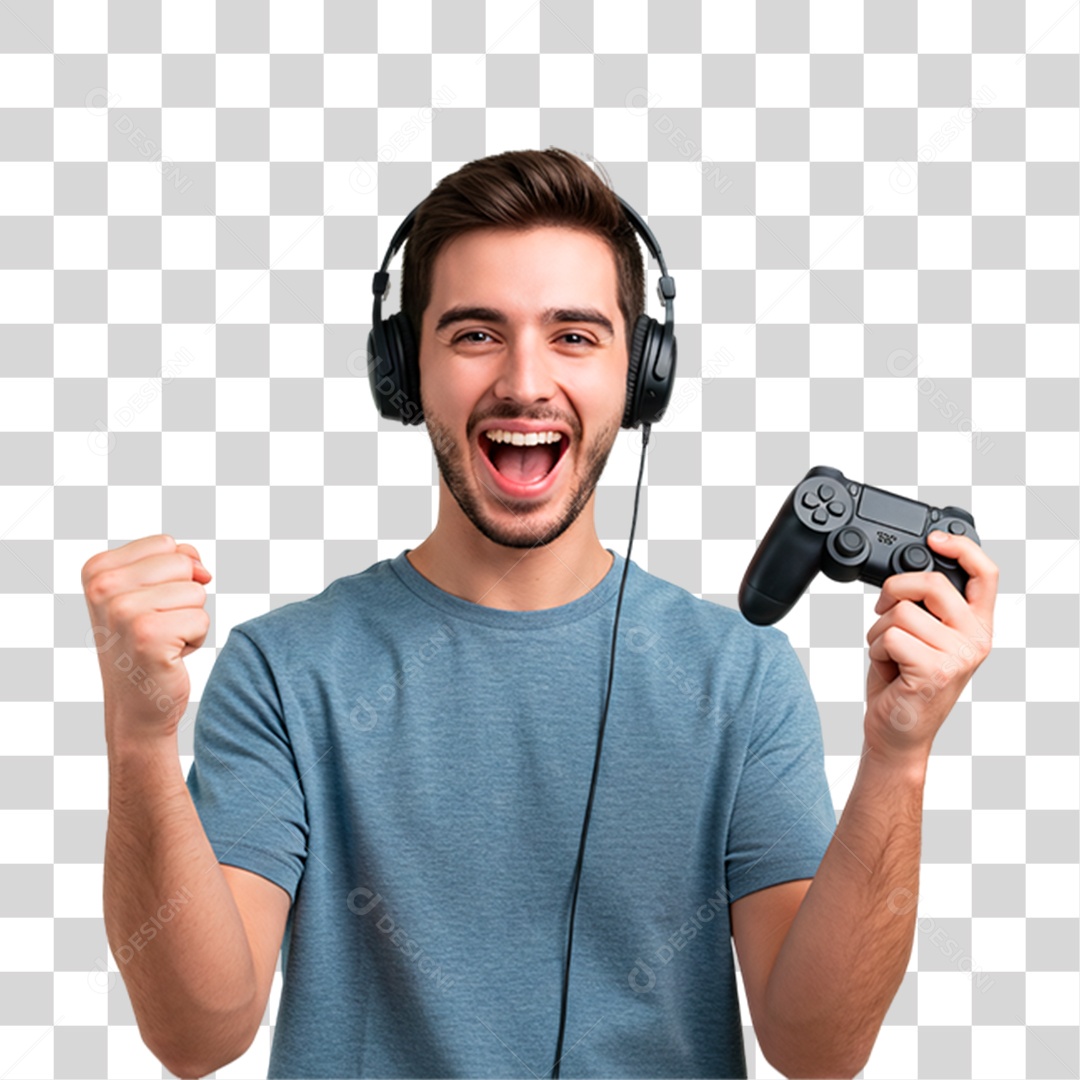 Homem Jogando Videogame PNG Transparente