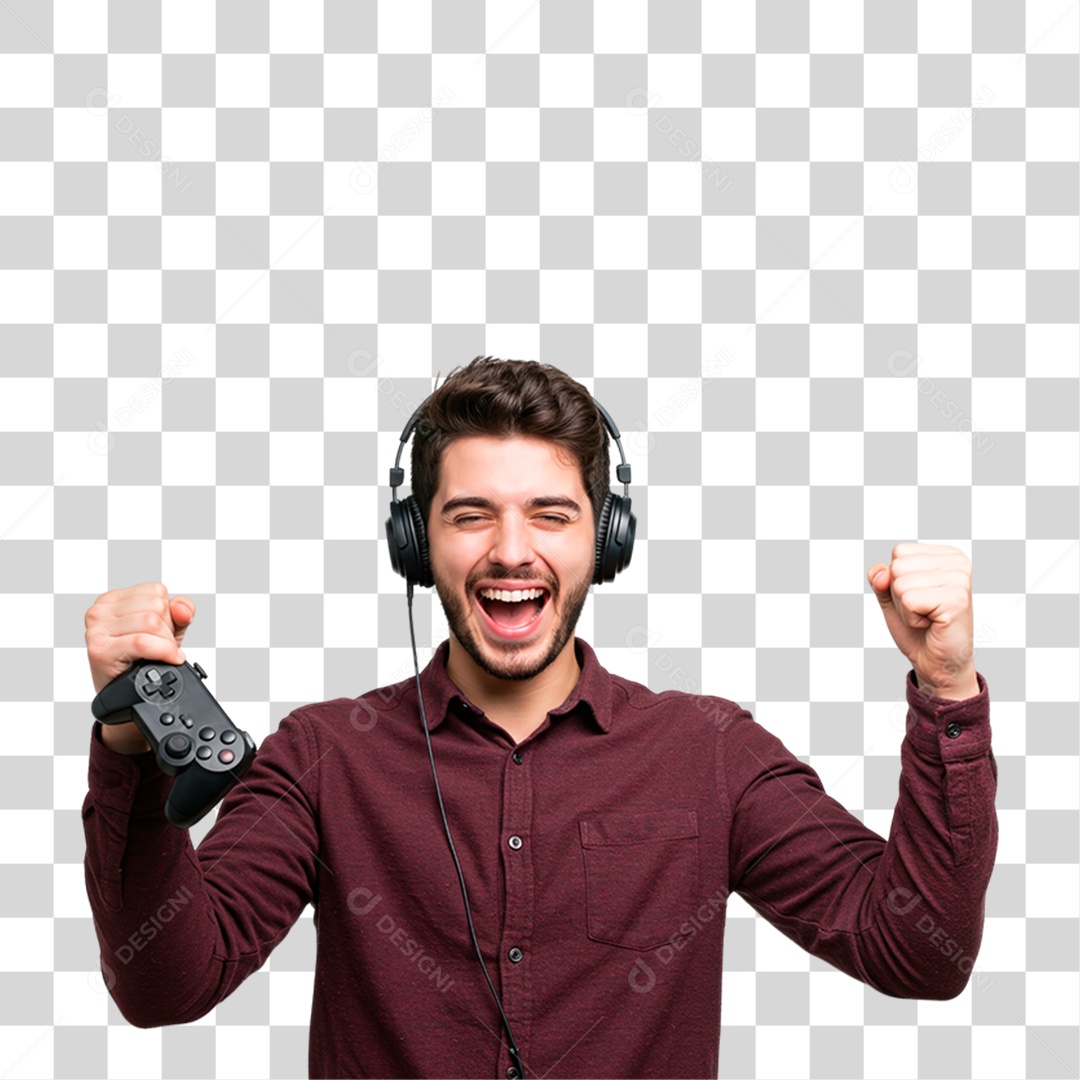 Homem Jogando Videogame PNG Transparente