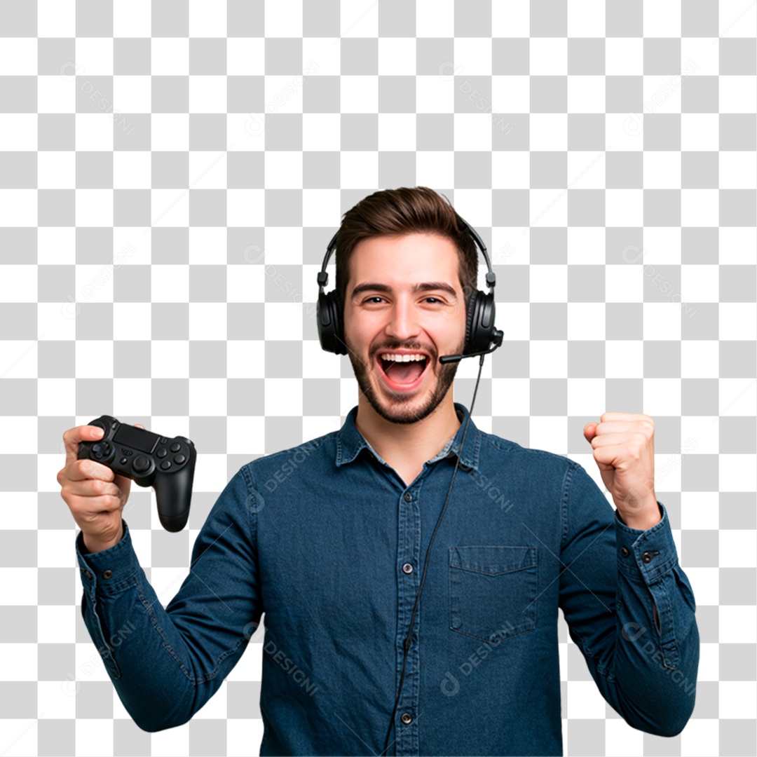 Homem Jogando Videogame PNG Transparente