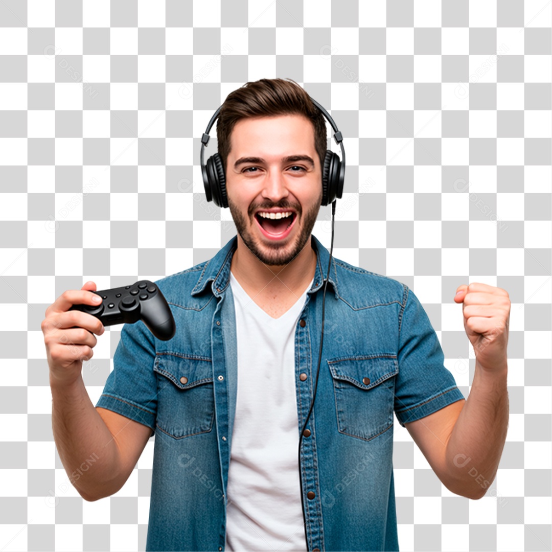 Homem Jogando Videogame PNG Transparente