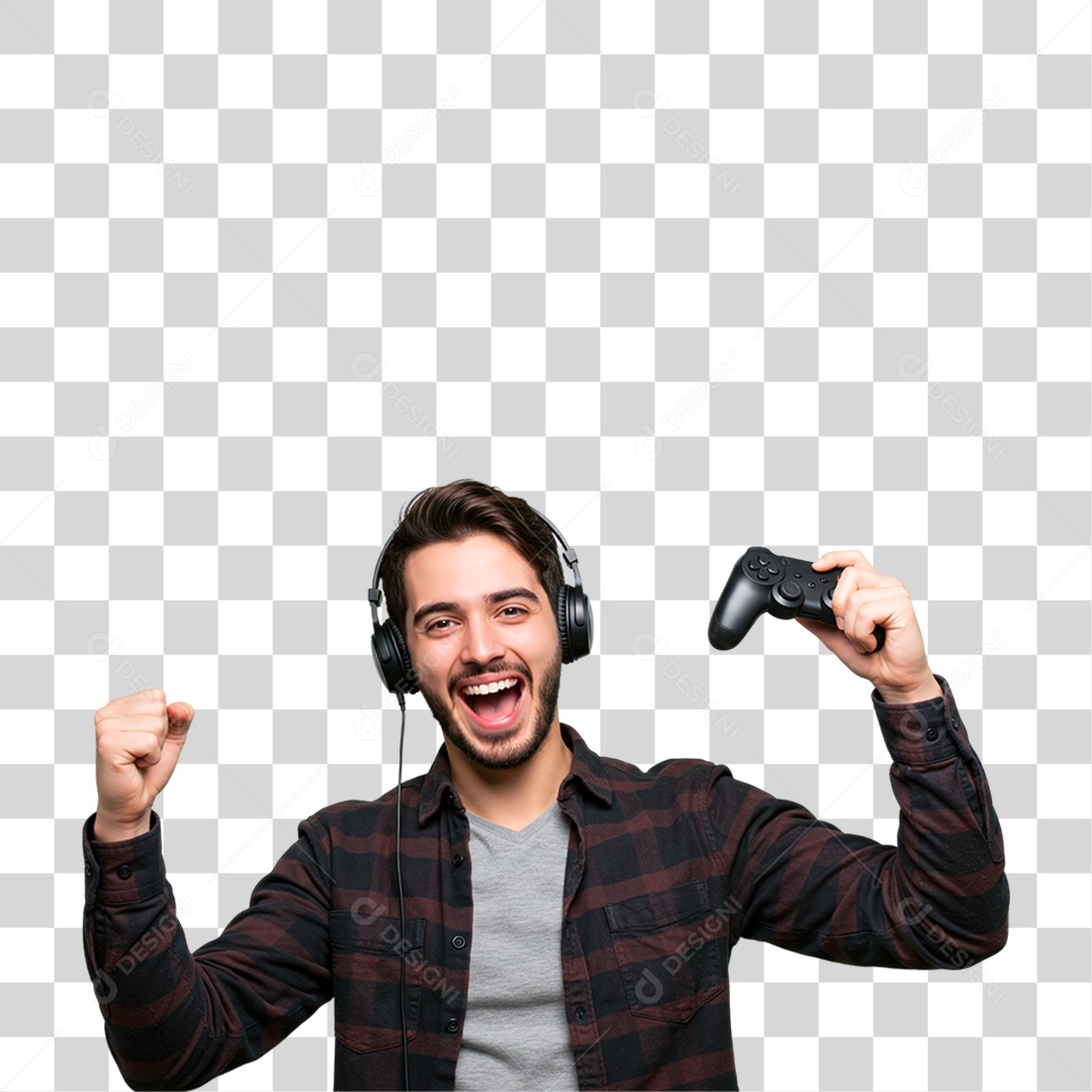 Homem Jogando Videogame PNG Transparente