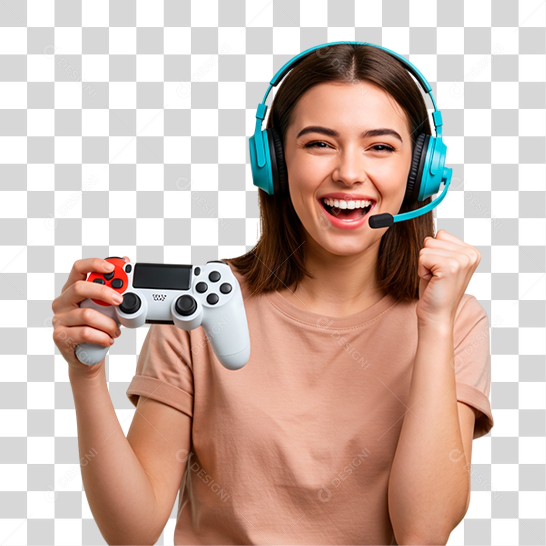 Menina Jogando Videogame PNG Transparente