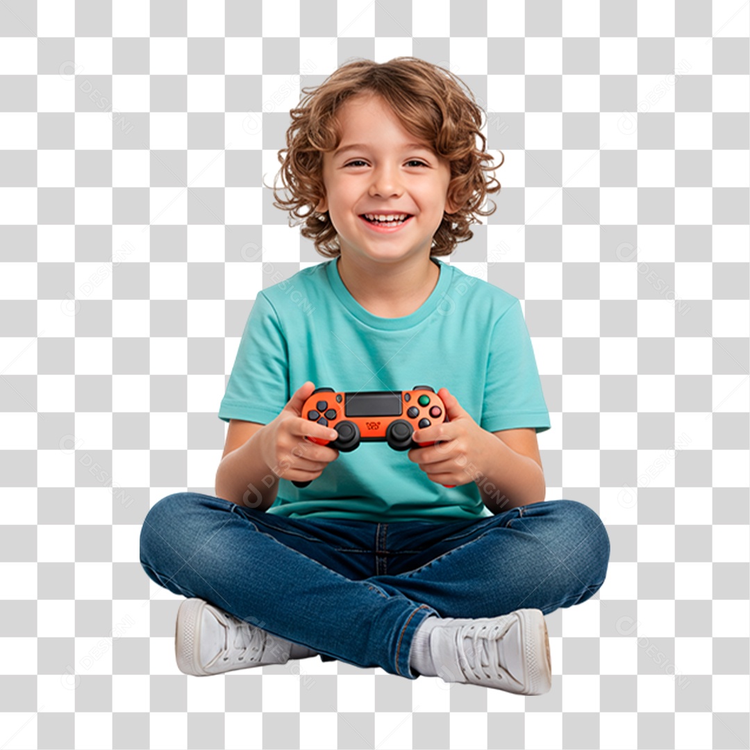 Menino Jogando Videogame PNG Transparente