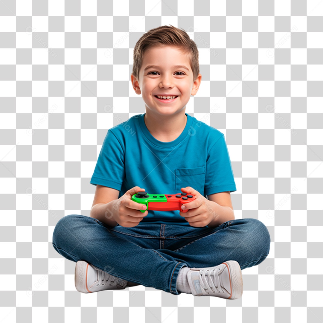 Menino Jogando Videogame PNG Transparente