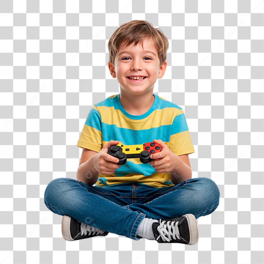 Menino Jogando Videogame PNG Transparente