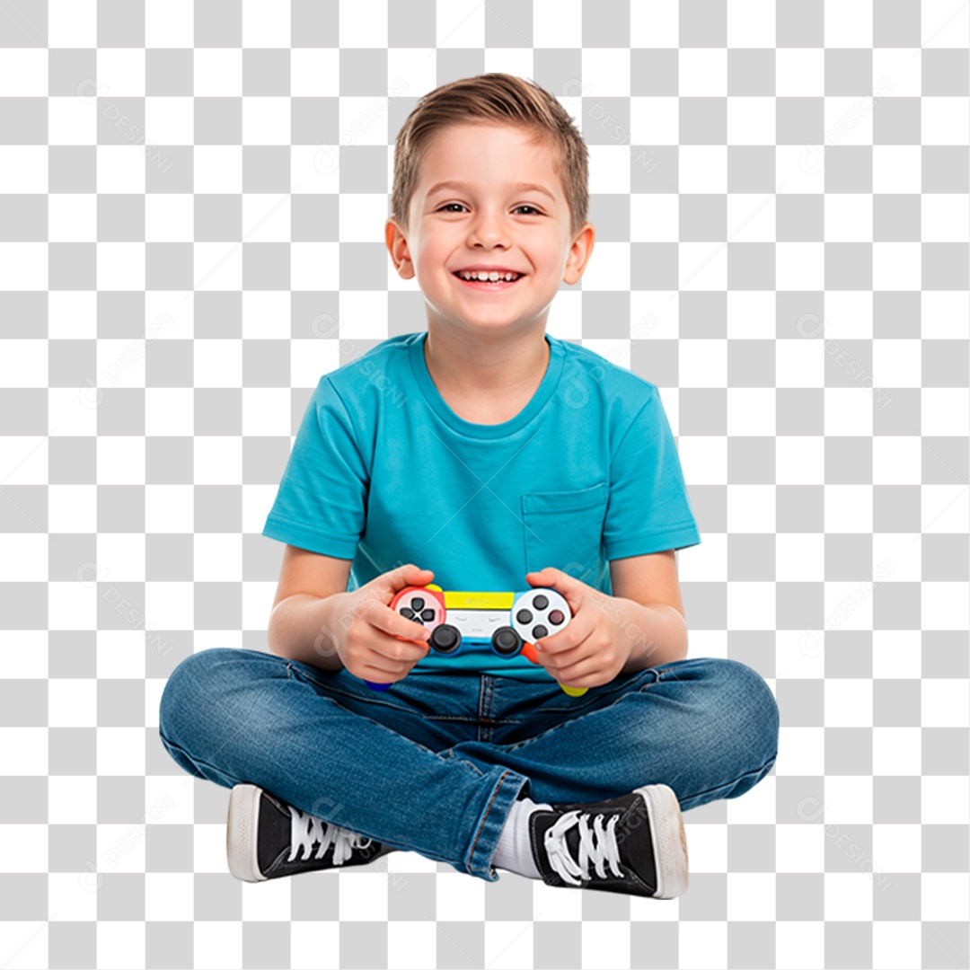 Menino Jogando Videogame PNG Transparente
