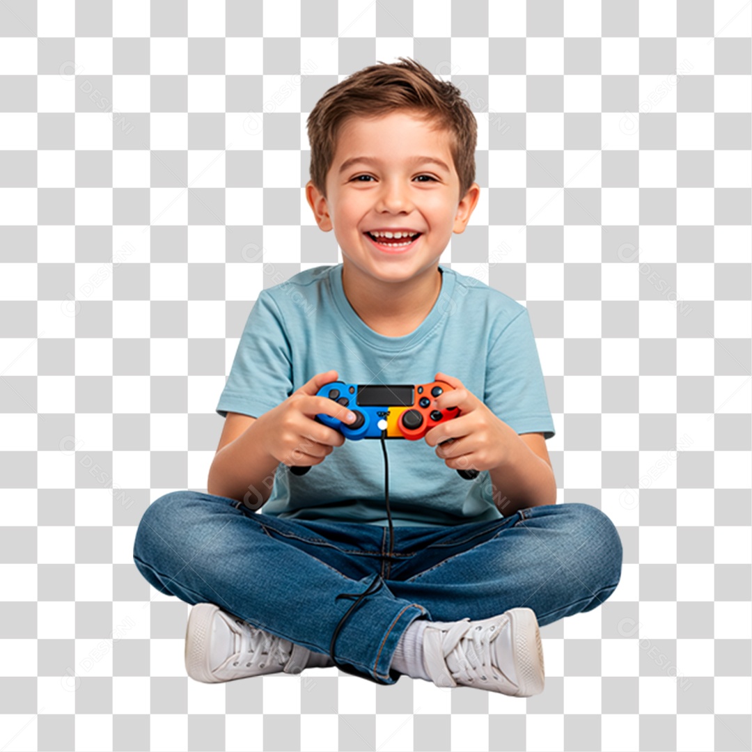 Menino Jogando Videogame PNG Transparente
